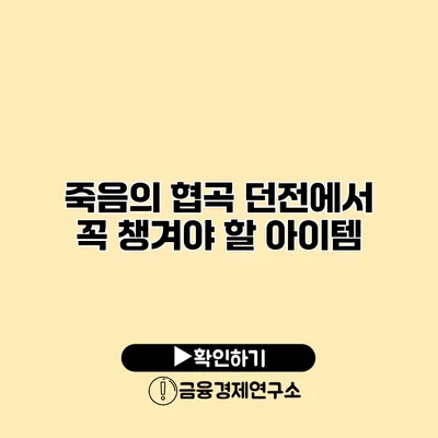 죽음의 협곡 던전에서 꼭 챙겨야 할 아이템
