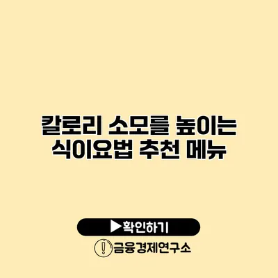 칼로리 소모를 높이는 식이요법 추천 메뉴
