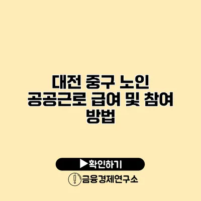 대전 중구 노인 공공근로 급여 및 참여 방법