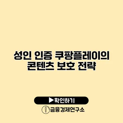 성인 인증 쿠팡플레이의 콘텐츠 보호 전략
