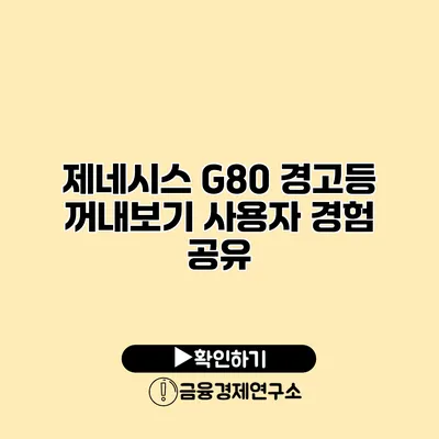 제네시스 G80 경고등 꺼내보기 사용자 경험 공유