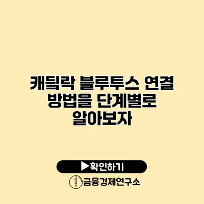 캐딐락 블루투스 연결 방법을 단계별로 알아보자