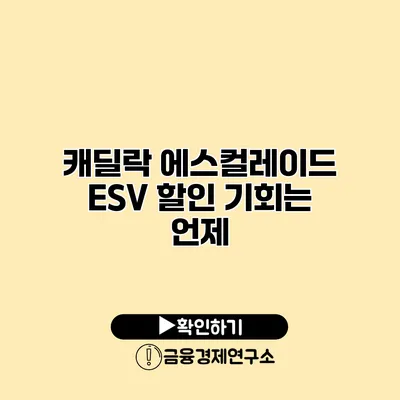 캐딜락 에스컬레이드 ESV 할인 기회는 언제?