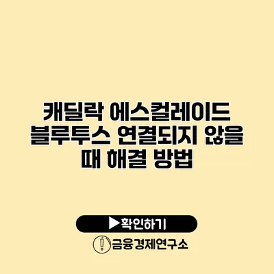 캐딜락 에스컬레이드 블루투스 연결되지 않을 때 해결 방법